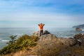 Man enjoying the view over the Californian coast on