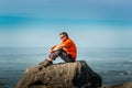 Man enjoying the view over the Californian coast