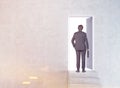 Man entering a door, toned
