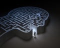 Man entering a maze inside a head
