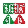 Man enters and exits the room through the door. Entry and exit sign. Vector