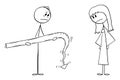 Man with Erectile or Erectile Dysfunction Problem , Vector Cartoon Stick Figure Illustration