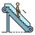 Man escalator down icon color outline vector Royalty Free Stock Photo