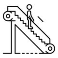 Man escalator down icon, outline style Royalty Free Stock Photo