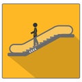 Man escalator move down icon. Simple illustration of man escalator move down vector icon for web design isolated Royalty Free Stock Photo