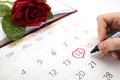 Man escorts date in calendar