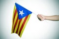 Man with the Estelada, the Catalan pro-independence flag, vignet Royalty Free Stock Photo