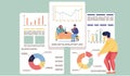 Man examines data report. Guy gives fresh fruit to sick girl. Incidence statistics concept