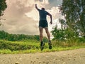 Man excercise. Male fitness athlete jogger workout Royalty Free Stock Photo