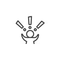 Man with exclamation marks line icon