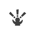 Man with exclamation marks vector icon