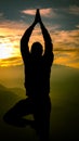 A man exercise Yoga in the wee hours of the morning