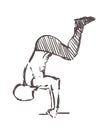 Man exercises in calisthenics, hand drawn. Street workout sketch vector illustration isolated