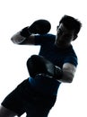 Man exercising boxing boxer posture silhouette