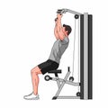 Man exercising on cable machine for back workout Royalty Free Stock Photo