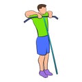 Man exercising on cable machine icon cartoon Royalty Free Stock Photo