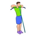 Man exercising on cable machine icon cartoon