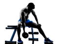 Man exercising fitness weights Bench Press exercises silhouette Royalty Free Stock Photo