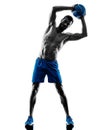 Man exercising fitness weights exercises silhouette