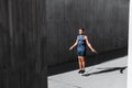 man exercising with jump-rope outdoors Royalty Free Stock Photo