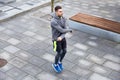 Man exercising with jump-rope outdoors Royalty Free Stock Photo