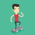 Man exercising on stepper vector illustration.