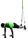 Man exercising suspension training trx silhouette