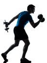 Man exercising weight training fitness posture