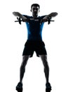 Man exercising weight training workout fitness