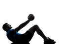 Man exercising workout holding fitness ball posture Royalty Free Stock Photo
