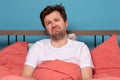 Man in is exhausted with insomnia or illness being in depression Royalty Free Stock Photo