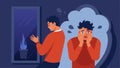 A man experiencing panic attacks and anxiety from simply looking at himself in the mirror unable to see his own