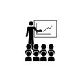 The man explains to the audience icon. Simple glyph, flat vector of People icons for UI and UX, website or mobile application Royalty Free Stock Photo