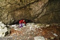 Man explore a cave Royalty Free Stock Photo