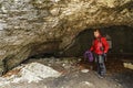 Man explore a cave Royalty Free Stock Photo