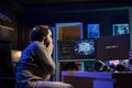 Man expressing shock witnessing AI becoming sentient, asking questions