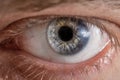 Man eye with contact lens. Royalty Free Stock Photo