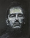 Man with eyes closed, pastel drawing