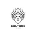 Man face apache cultuture tribe logo design