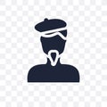 Man face with beret and goatee transparent icon. Man face with b