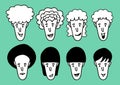 Man face cartoon icon vector illustration, Men Smiling, young men avatar line icon, hand drawn in Black and white people funny