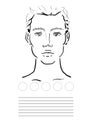 Man Face chart Makeup Artist Blank. Template.