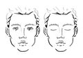 Man Face chart Makeup Artist Blank. Template.