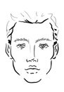 Man Face chart Makeup Artist Blank. Template.