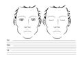 Man Face chart Makeup Artist Blank. Template.