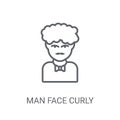 Man face curly hair and moustache icon. Trendy Man face curly ha