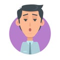 Man Face Emotive Vector Icon in Flat Style