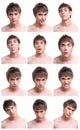 Man face expressions composite isolated on white