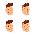 Man face expressions. Set of different male facial emotions. Attractive cartoon character. Happy, sad, surprised, in Royalty Free Stock Photo