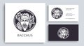 Man face logo with grape berries and leaves. Bacchus or Dionysus. A style for winemakers or brewers Royalty Free Stock Photo